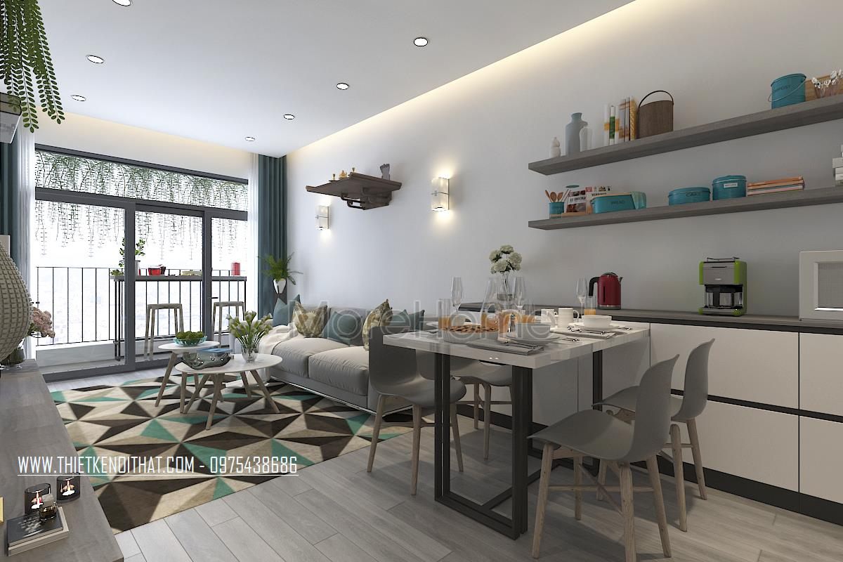 Thiết kế nội thất phòng khách chung cư Mon City Mỹ Đình Nam Từ Liêm Hn